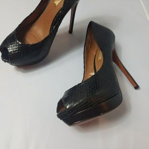 Zara snakeskin peep toe platform high heels